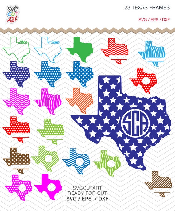 Download 23 Texas State Pattern Frame Monogram Split DXF SVG vinyl cut