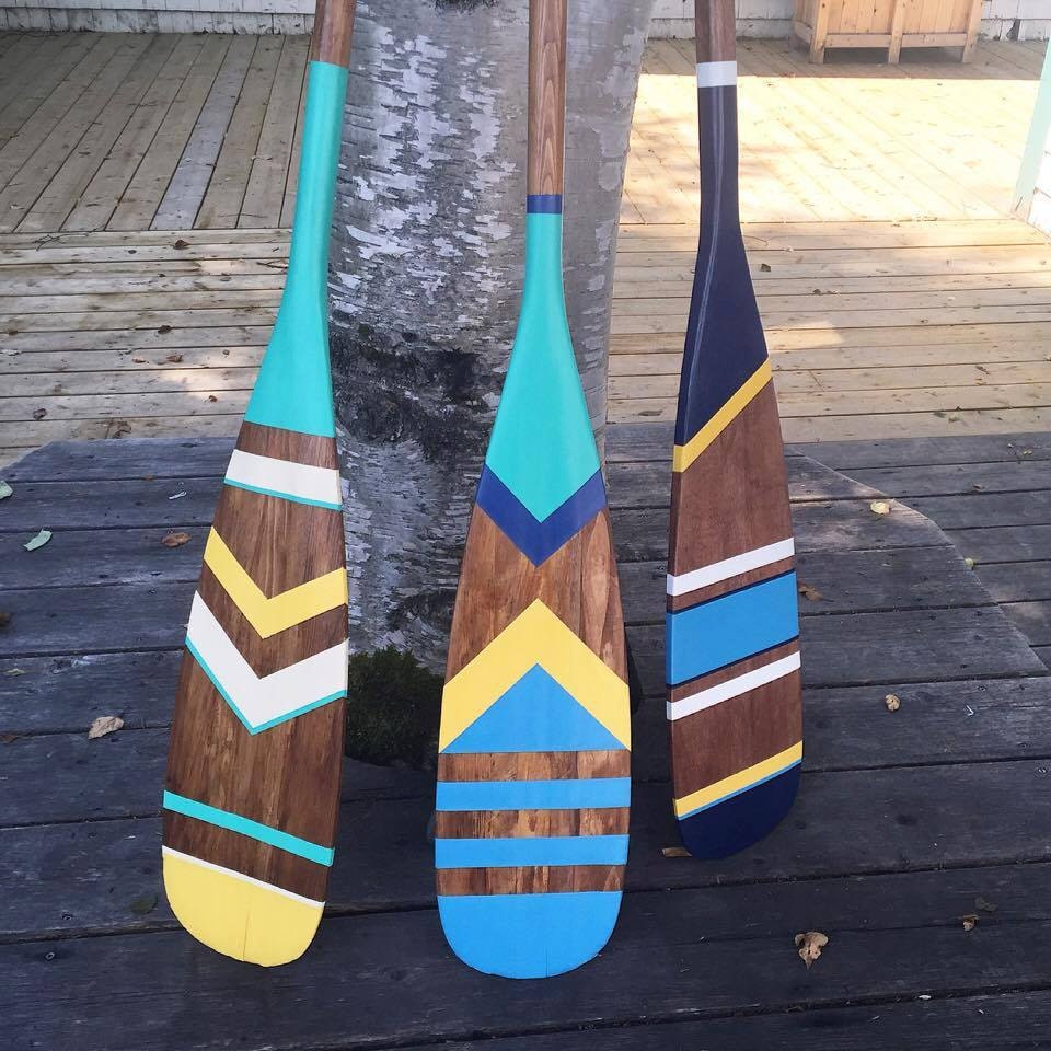 Custom designed artisan painted canoe paddle customized