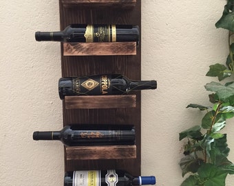 Rustic Wine Rack, 5 Bottle Wine Rack, Wall Mount Wine Rack, Shabby Chic Wine Rack, Birthday Gift, Wine Lover Gift, Wine Bottle Display
