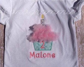Cupcake Tulle Birthday Applique Shirt