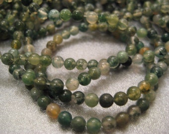Moss Agate 4mm Round Beads 101pcs