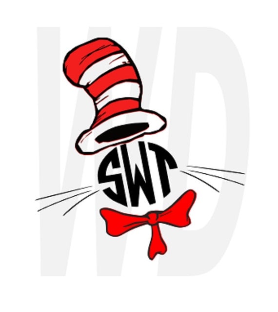 Download Dr. Seuss cat in the hat monogram svg dxf eps by ...