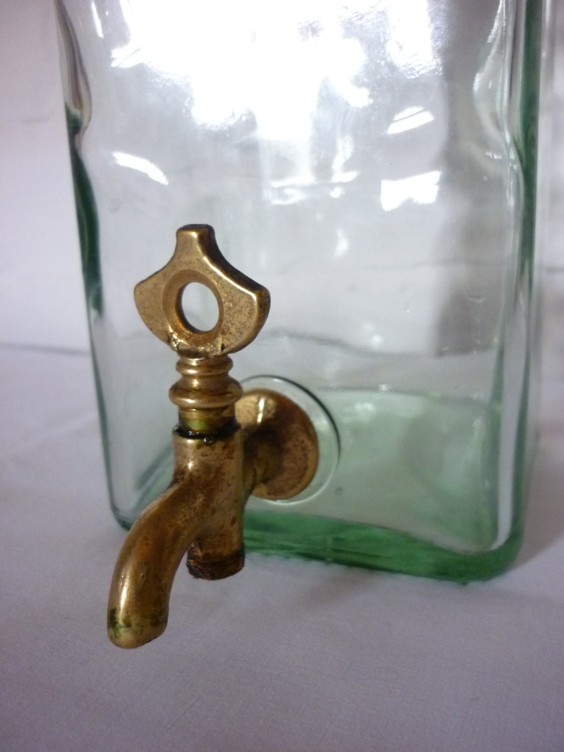 Vintage Glass & Brass Tap Olive Oil Dispenser