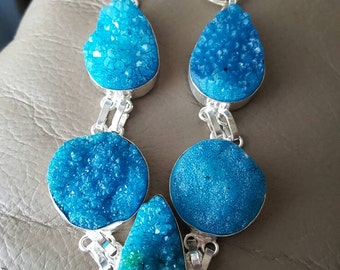 Aqua Druzy bracelet-9.5 inches!