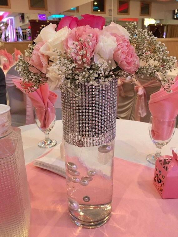 Bling 12' Set Of 10 Rhinestone Wedding Vase Centerpiece