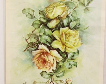 Decoupage Rose Prints 6 Available Victorian Rose Prints Decoupage Print Litho Prints Shabby Chic Decor Very Good Vintage Condition FREE SHIP