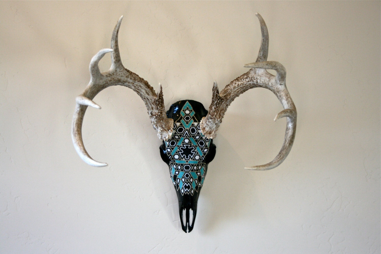 Beaded Whitetail Deer Skull Celestial by BPaxtonFineArt on Etsy