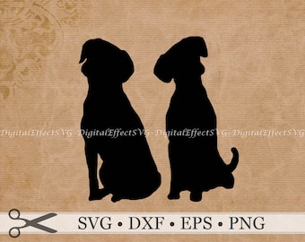 DOG SVG File, Two Dogs Silhouette Svg, Png, Dfx,Pair of Dogs Silhouette, Dog Clipart, Dog Vector Image, Dogs Svg Silhouette Cricut Cut Files