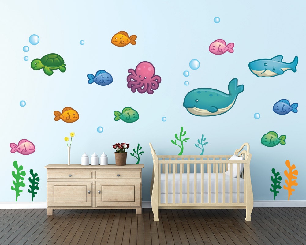 Nursery Wall Decal Underwater Ocean Nursery Wall Decals Set