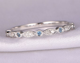 natural diamond topaz wedding ring london blue topaz ring stackable ring art deco band matching - Topaz Wedding Ring natural diamond topaz wedding ring london blue topaz ring stackable ring art deco band matching - Topaz Wedding Ring