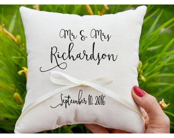 Mr & Mrs pillow, Personalized Ring bearer pillow, Wedding ring pillow , wedding pillow ,ring holder , ring bearer pillow,custom pillow (R49)