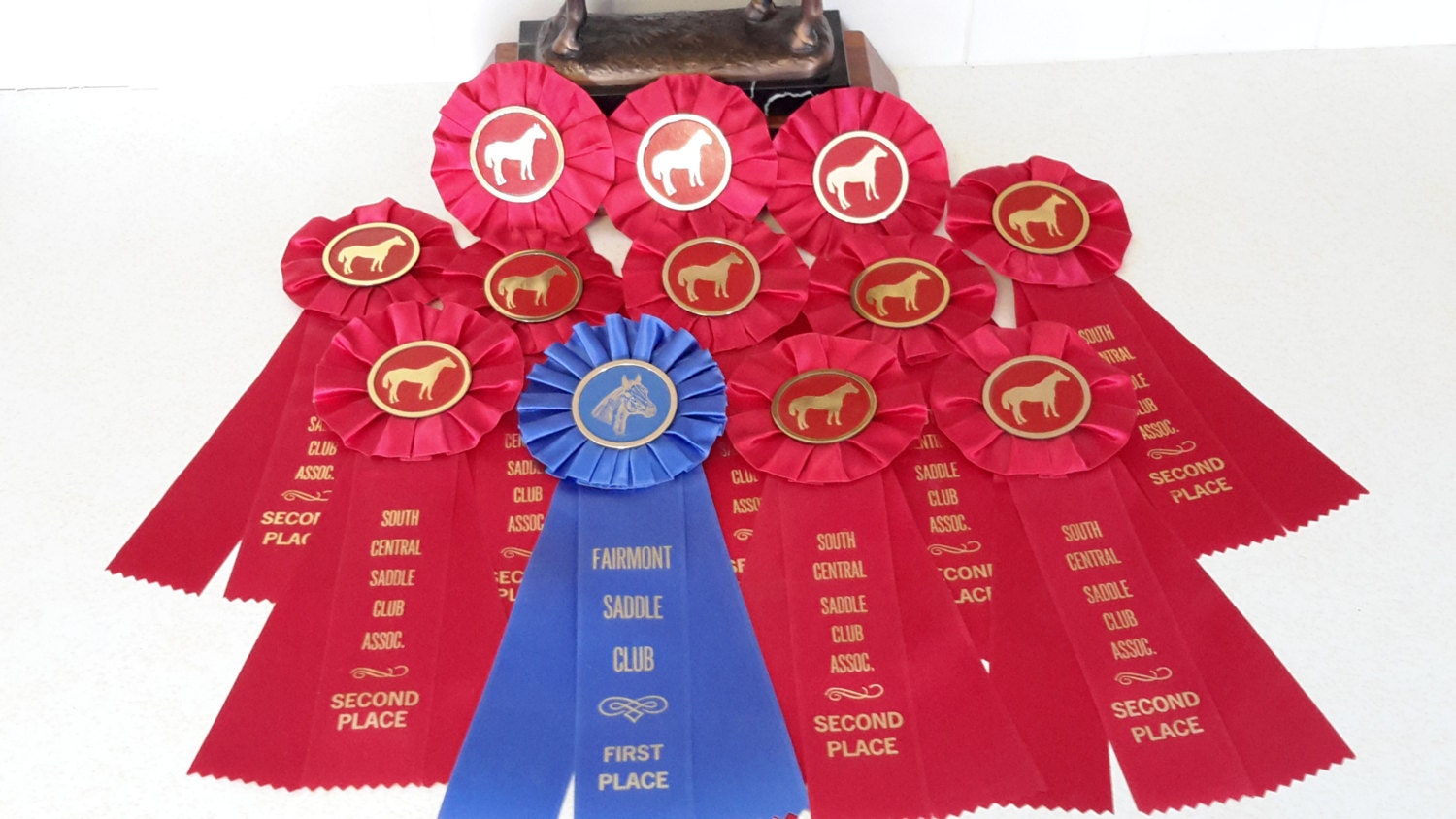 Vintage Horse Show Ribbons in red and blue. Like New