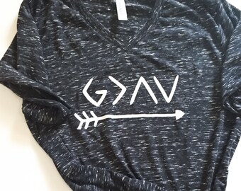 God is Greater Than the Highs and Lows Vneck Women's Faith T Shirt Christian Style Boho Top