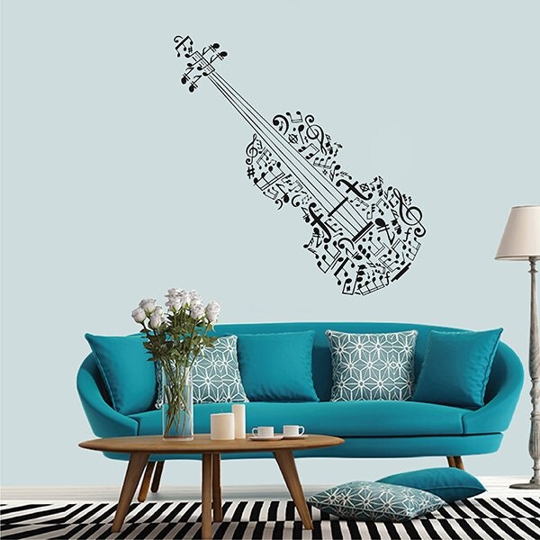 kik2890 Wall Decal Sticker violin notes classical music hall