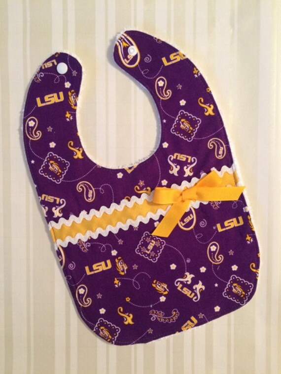 LSU Baby Bib Great Baby Gift Perfect for Tailgating Purple