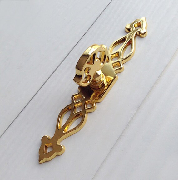Gold Vintage Dresser Drawer Pulls Handles Back Plate / Kitchen