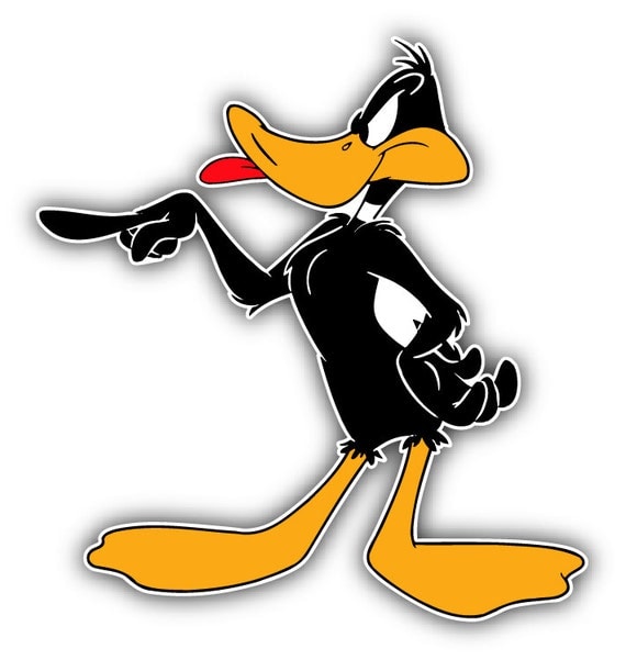 Daffy Duck Tongue Cartoon Car Bumper Sticker Decal by slonotop