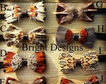 Beautiful handmade feather bow ties