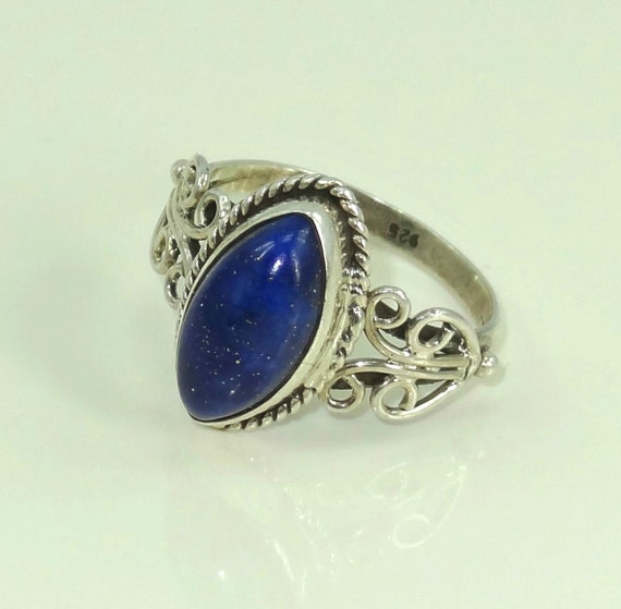 Lapis Lazuli Ring Silver Ring Stone Ring 92.5 solid
