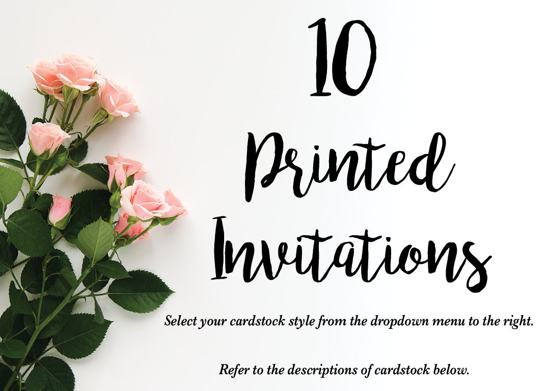 Set of 10 printed invitations/cards Invitation by PaperDivaDesigns