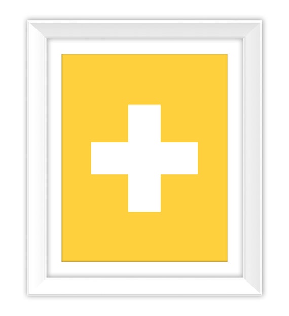 Yellow Plus Sign Printable Plus Sign Print Swiss by ColorLab2016
