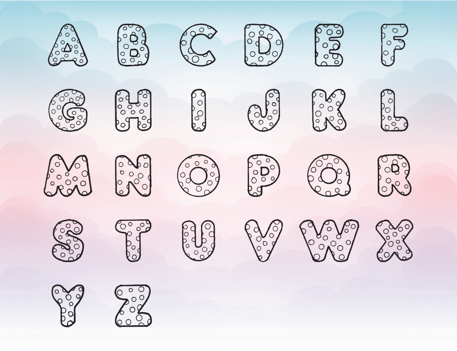 Polka dots alphabet SVG design font Polka dot font