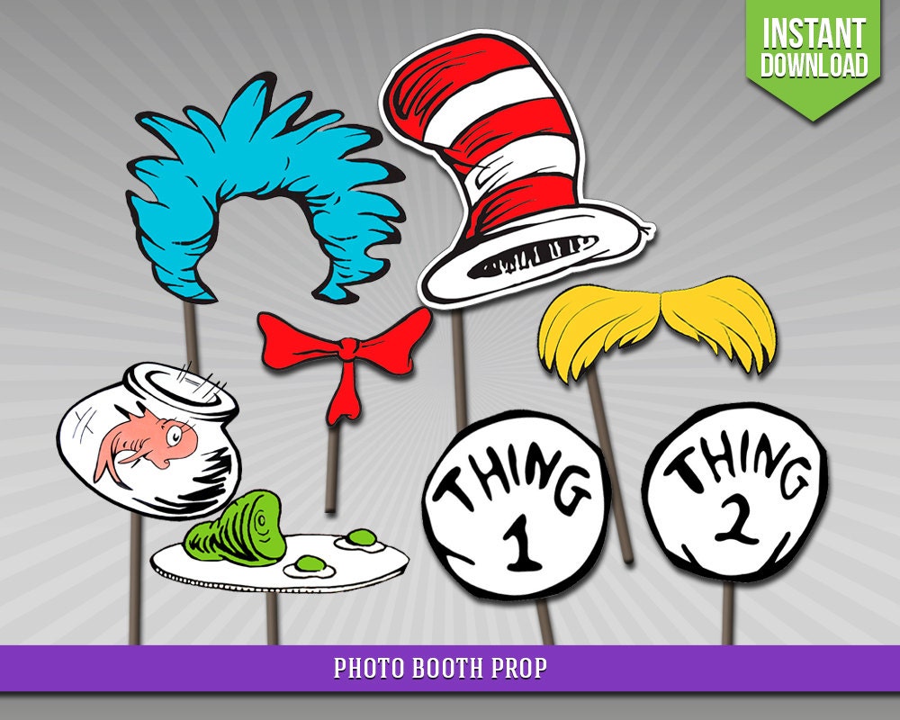 SALE 80% OFF Dr. Seuss Photo Booth Props Birthday by MarlonPrints