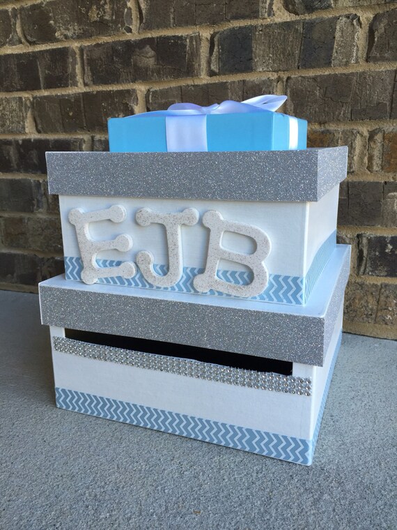 Baby Shower Card Box Baby Blue Giftcard Box by DesignedbyAdaeze