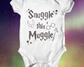 Snuggle this Muggle Harry Potter Baby Bodysuit | Harry Potter Baby Clothes | Baby Shower Gift | Funny Baby Bodysuit | Take Home Outfit