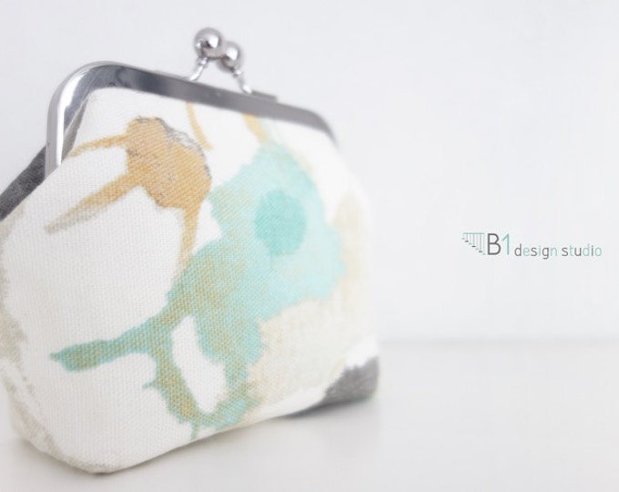 Coin Purse, Frame Purse, Colorful Coin Purse, Green, Yellow, Flower Coin Pouch, Bridesmaid Gift, Clasp Wallet, Summer, Canvas Clasp Bag