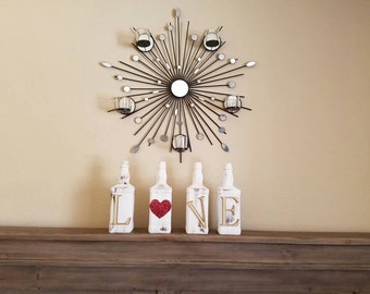 Jack daniels Love set. Jack daniels decor Home decor Table decor Mantel decor Valentines day decor Bridal shower decor. Jack daniels bottles