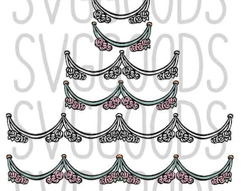 Summer svg, Flower svg, Wedding svg, Floral Swag SVG, Banner svg, Floral svg, Swashes svg, rose svg, layered cut file svg, commercial svg