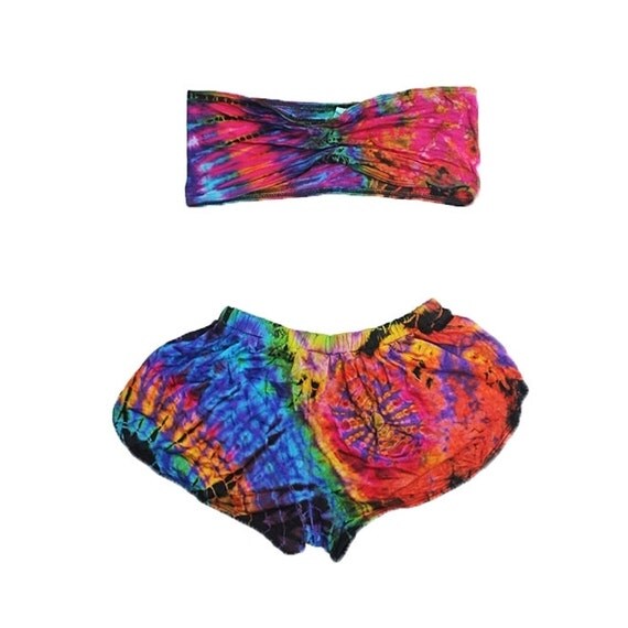 Hippie Bikini Two Piece Tie Dye Colorful Boho Fashion by Bikissni