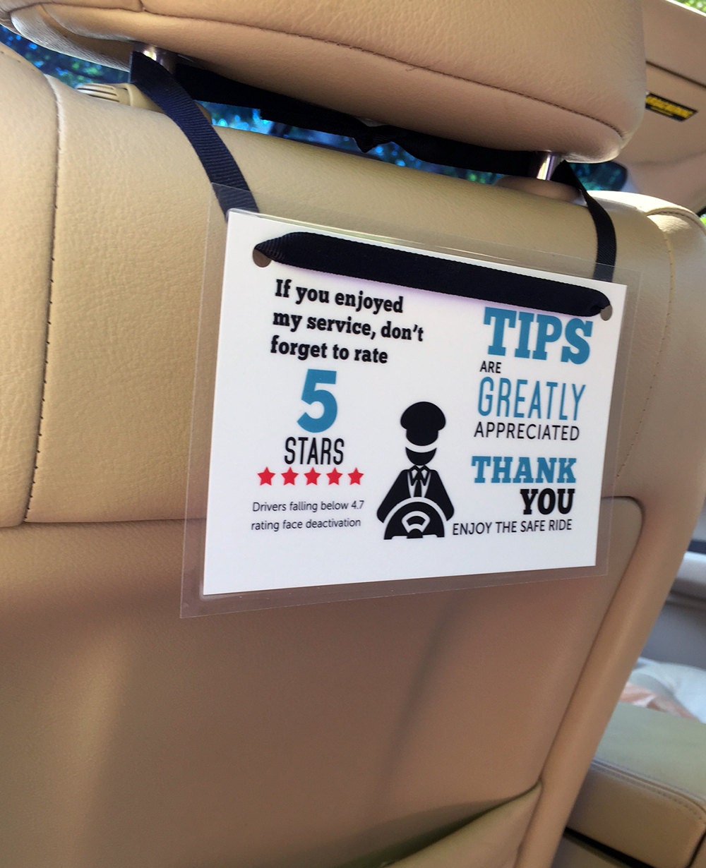 Uber Tips and Rating Sign for Uber Drivers by LouisvilleMarketing