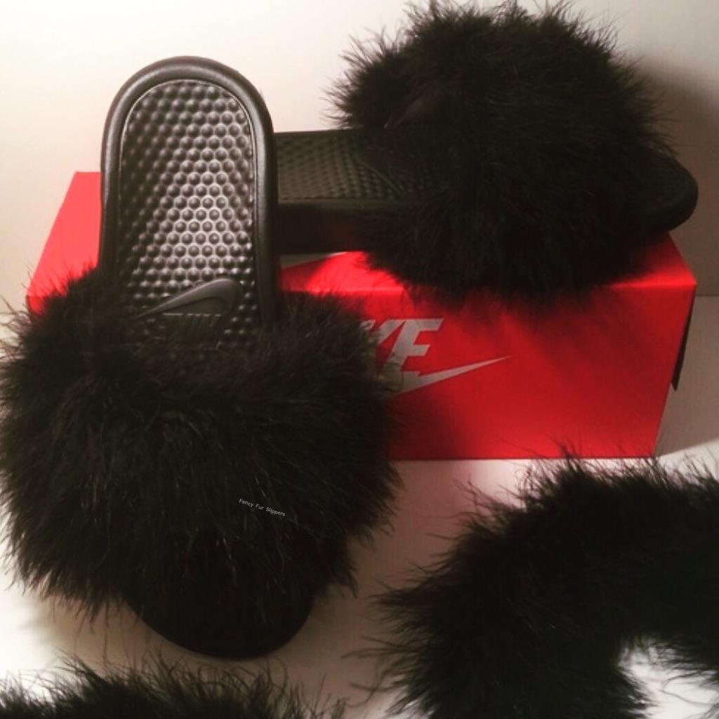 furry nike slides