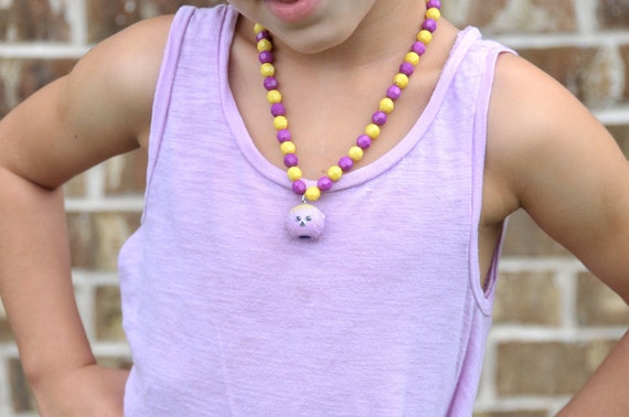 Shopkins Necklace Bessy Baseball / Purple & Yellow