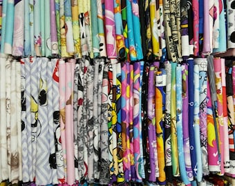 Cartoon Fat Quarter Bundle: Beautiful Lot of 8 Fat quarters No Duplicates - Disney, Nickelodeon, ,Nintendo, Marvel 100% Cotton Quilt Fabric