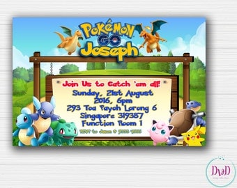 Pokemon Go Birthday Invitation, Pokemon Go Invitation, Pokemon Go Birthday, Pokemon Birthday, Printable Birthday Invites - DIGITAL FILE