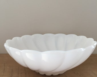 Large Scalloped Milk Glass Bowl