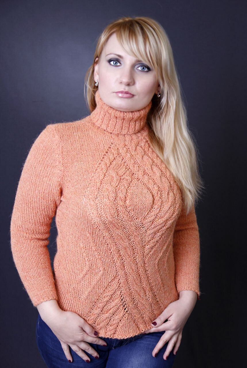 Demi-season Sweater Winter Sweater Alpaca Sweater Apricot
