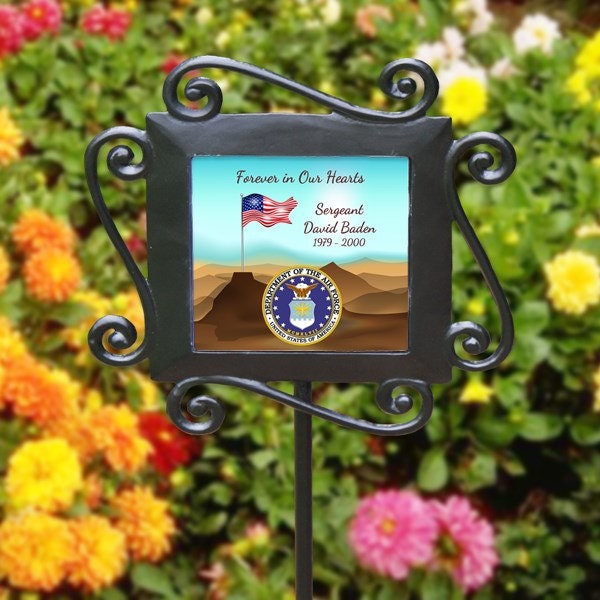 Personalized Military Memorial Garden Stake Desert Stake