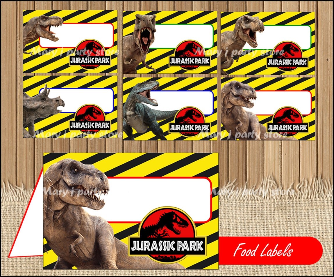 Jurassic Park food label Jurassic Park tent cards instant