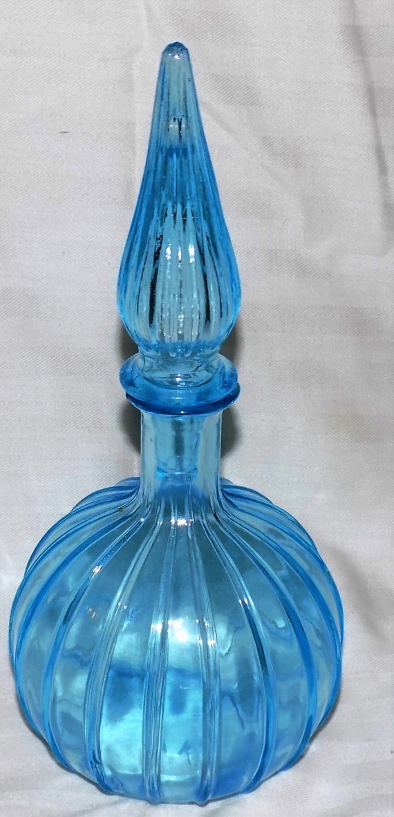 Vintage Retro 1960's optic blue Glass Genie by DoubleTwinSisters