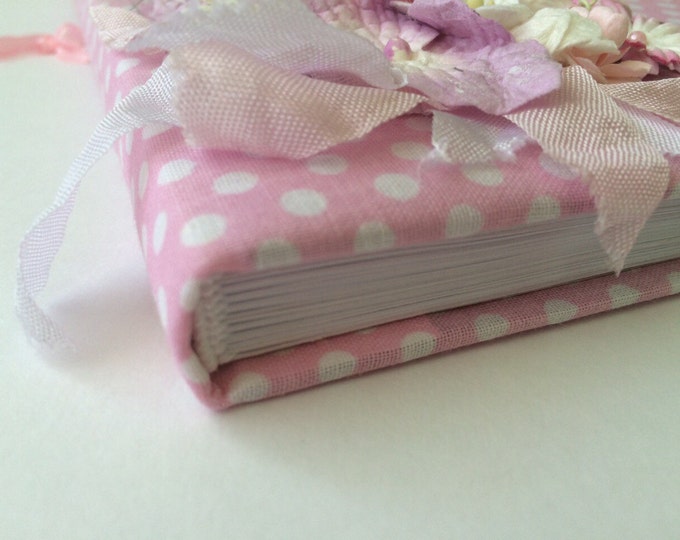 Personalized cotton notebook cloth for girls, ladies and women notepad with flowers pink coptic binding technology diary gift for her