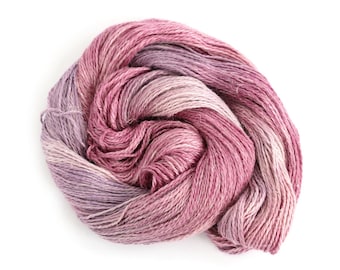 Purple DK yarn, hand dyed baby alpaca linen silk blend double knitting crochet yarn skein, Perran Yarns Blackcurrant Sorbet light worsted uk