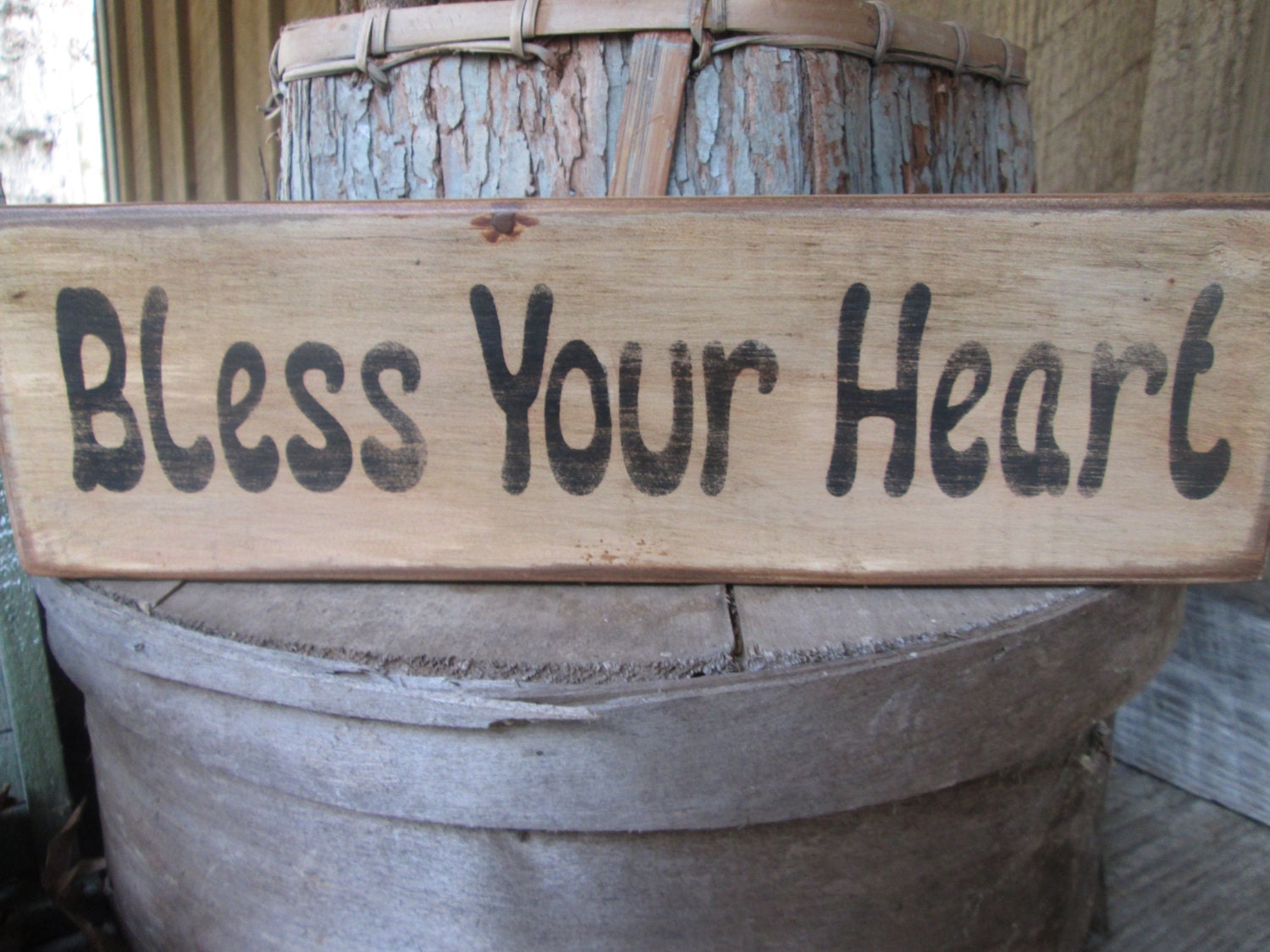 Primitive Wood Sign Bless Your Heart Southern Cabin Rustic