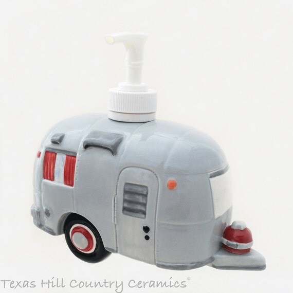 Ceramic Travel Trailer Soap Dispenser RV Camping Decor Road