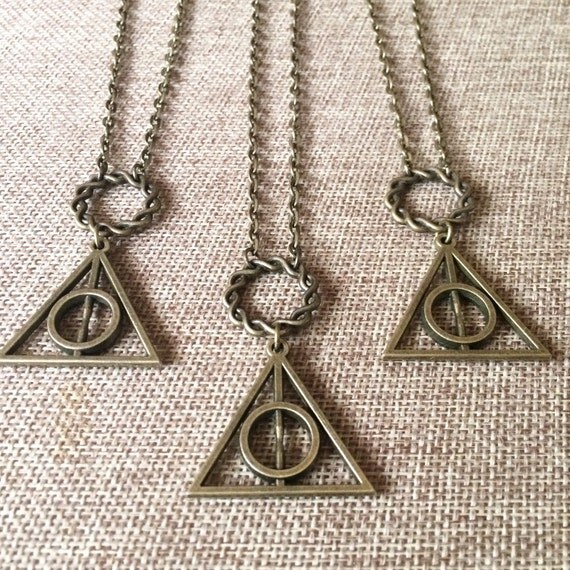 Bronze Harry Potter Deathly Hallows Necklace / Bronze Triangle