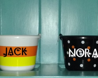 Personalized Halloween bucket decal - Halloween name vinyl decal - Decal only bucket NOT included