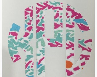 Lilly Pulitzer Monogram Decal/ vinyl monogram decal sticker/ Let's Cha cha/ Vinyl Laptop Monogram/ Dorm Vinyl Wall Decal/ Ipad Decal